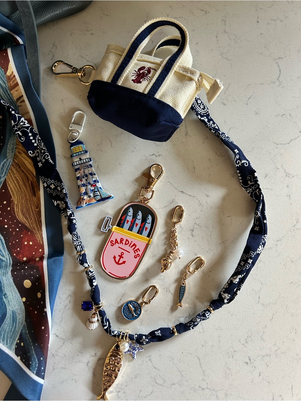 Stormy Seas We The Free Emerson Tote W/ Micro Emerson, Charms, & Scarves - Picture 9 of 16